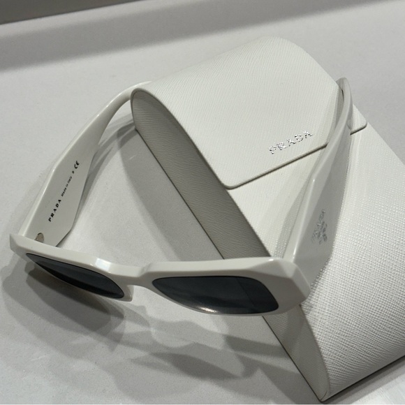 PRADA Authentic Symbole Triangle Logo Sunglasses- White - Picture 6 of 9